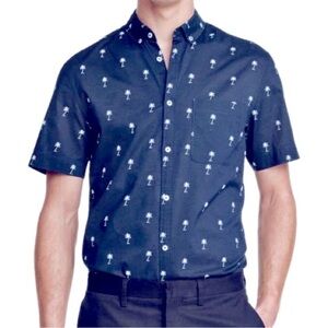 Short sleeve casual button up with palm trees